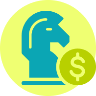 Icon of a chess piece next to a dollar sign
